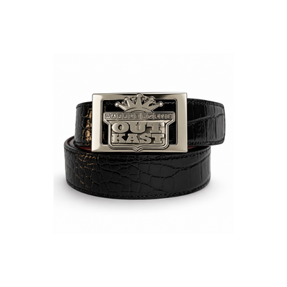 Duo Buckle Stacked Logo Belt